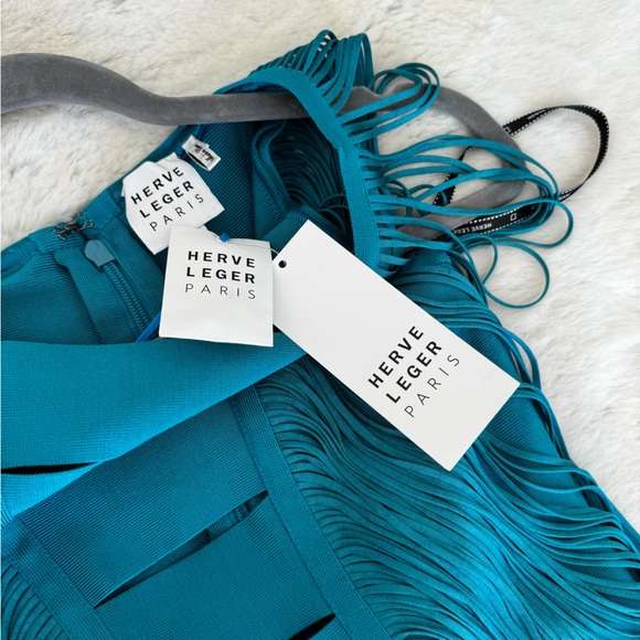 HERVÉ LÉGER Cutout fringed bandage gown - Picture 8 of 9